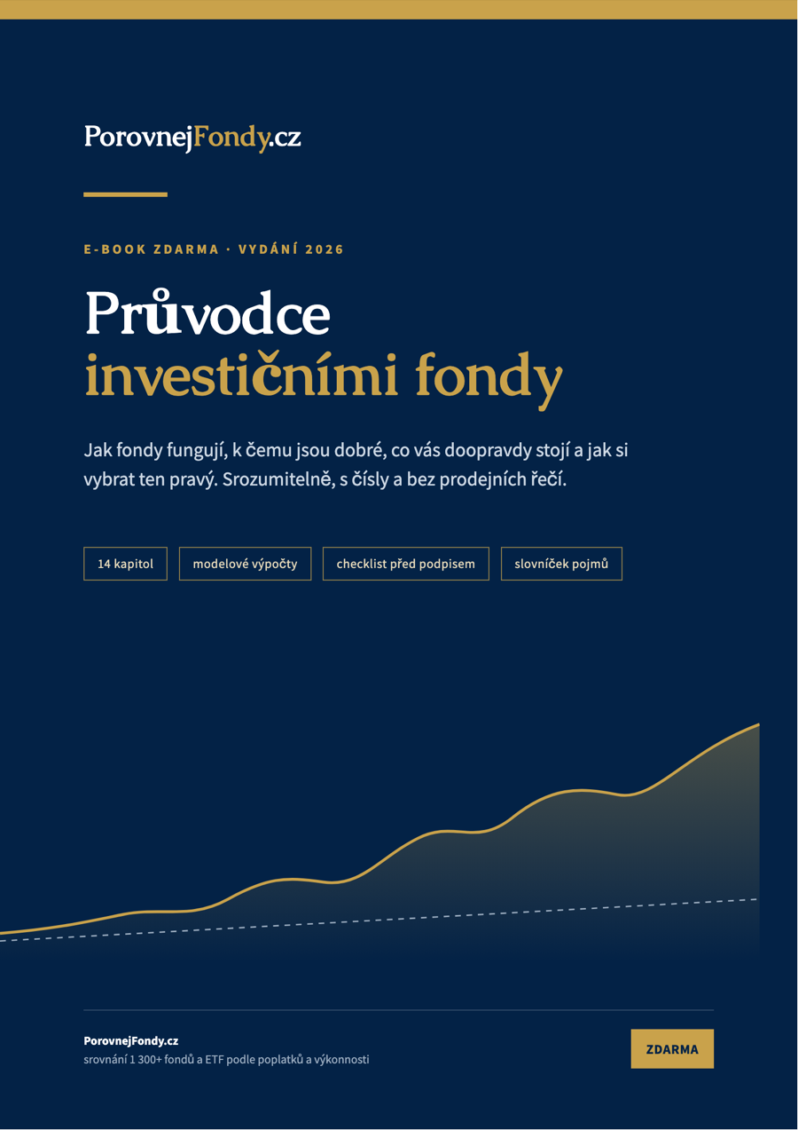 Obálka e-booku Průvodce investičními fondy 2026 od PorovnejFondy.cz